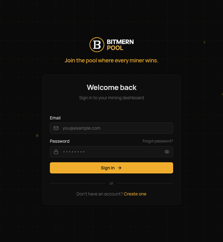 App sign-in card - log in after you create your account